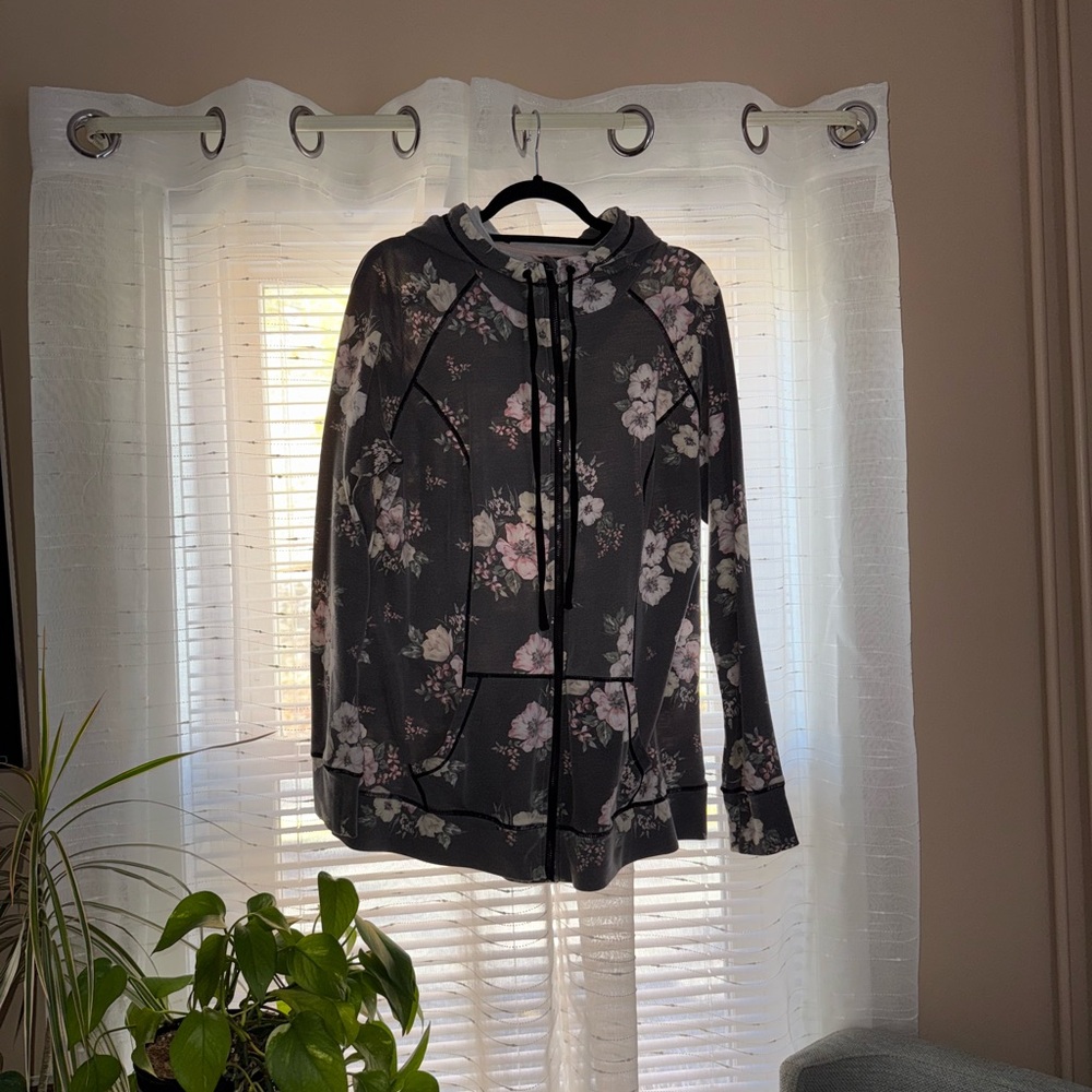 Torrid Gray Floral Hoodie